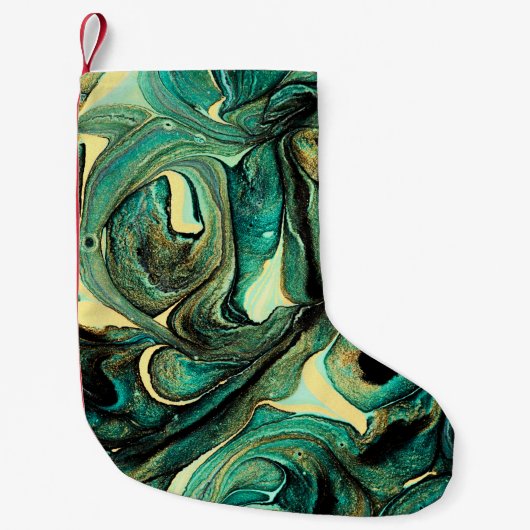 アクアマリン絵を描アクリル:抽象芸術背景。 スモールクリスマスストッキング (正面)