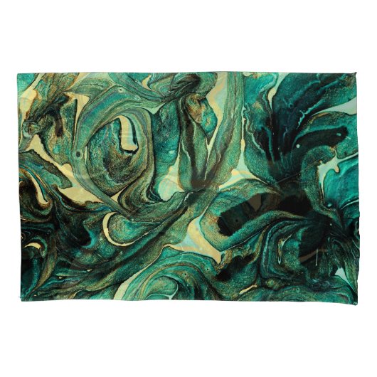 アクアマリン絵を描アクリル：抽象芸術背景。 枕カバー (正面)