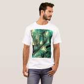 アクアマリン絵を描アクリル:抽象芸術背景。 Tシャツ (正面フル)