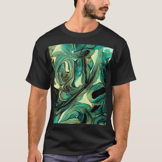 アクアマリン絵を描アクリル:抽象芸術背景。 Tシャツ (正面)