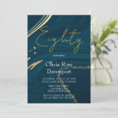 アクアマリン金ゴールドアルコールインク80thバースデーパーティー 招待状 (スタンド正面)