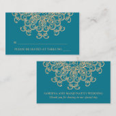 アクアマリン金ゴールドインスパイアインディアンシーティング座席表 プレイスカード (正面/裏面)