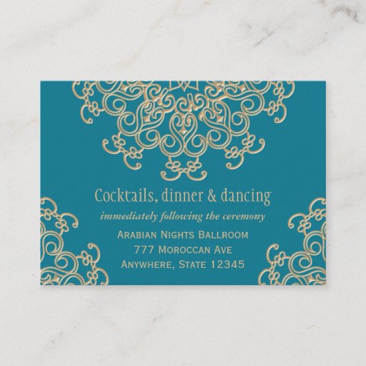 アクアマリン金ゴールドインディアン披露宴エンクロージャカード エンクロージャーカード (正面)