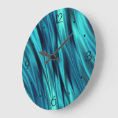 アクアマリン銀色の波 ラージ壁時計 (傾斜)