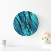 アクアマリン銀色の波 ラージ壁時計 (ホーム)