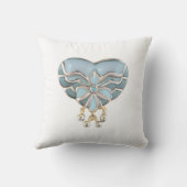 アクアマリン銀金ゴールドハート玉 クッション (裏面)