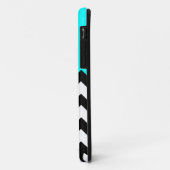 アクアマリン青黒及び白ジグザグ形パターン Case-Mate iPhoneケース (裏面/左)