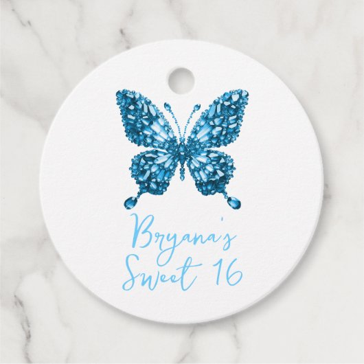 アクアマリン クリスタル ブルー バタフライ 3月 誕生石 フェイバータグ (正面)