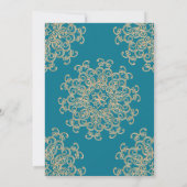 アクアマリン ブルーとゴールドのインドスタイルのウェディング 招待状 (裏面)