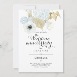 アクアマリン ブルー ゴールド フラワー ウェディング アニバーサリー 招待状