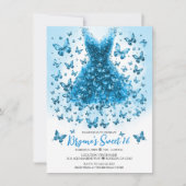 アクアマリン ブルー バタフライドレス 3月 誕生石 招待状 (正面)