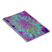 アクアマリン レインボー カラー アブストラクト ダリアの花 ノートブック (右側)