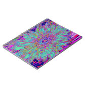 アクアマリン レインボー カラー アブストラクト ダリアの花 ノートブック (左側)