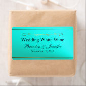 アクアマリン&金ゴールドカスタムウェディングミニワインラベル ラベル (インサイチュ)