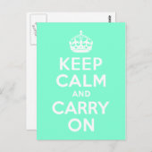 アクアマリン Keep Calm and Carry On ポストカード (正面/裏面)