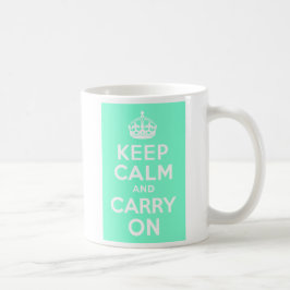 アクアマリンKeep Calm and Carry On コーヒーマグカップ
