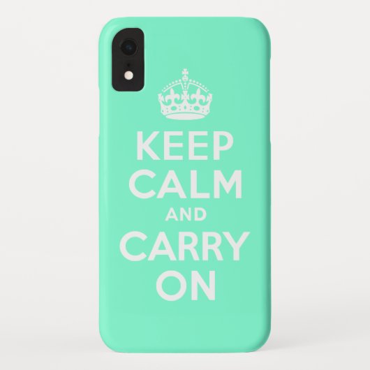 アクアマリンKeep Calm and Carry On Case-Mate iPhoneケース (裏面)