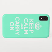 アクアマリンKeep Calm and Carry On Case-Mate iPhoneケース (裏面(横))