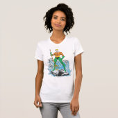 アクアマンがピッチフォークで立つ Tシャツ (正面フル)