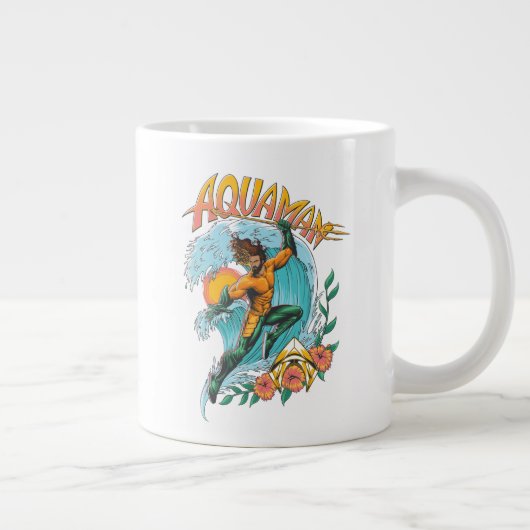 アクアマンとトライデントライジングサーフグラフィック ジャンボコーヒーマグカップ (右)