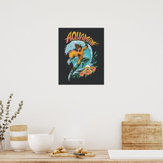 アクアマンとトライデントライジングサーフグラフィック ポスター (キッチン)