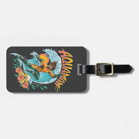 アクアマンとトライデントライジングサーフグラフィック ラゲッジタグ (正面横)