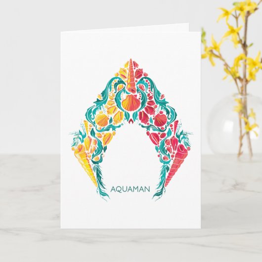 アクアマン |アクアマン&メラをテーマにしたシーシェルロゴ カード (黄色い花)