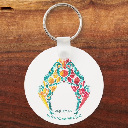 アクアマン |アクアマン&メラをテーマにしたシーシェルロゴ キーホルダー (正面)