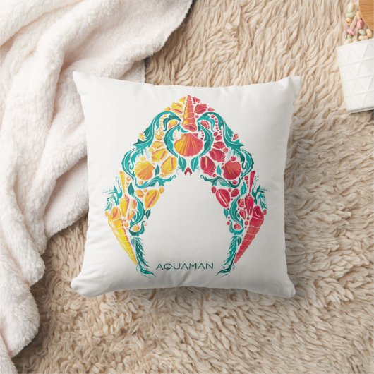 アクアマン |アクアマン&メラをテーマにしたシーシェルロゴ クッション (ブランケット)