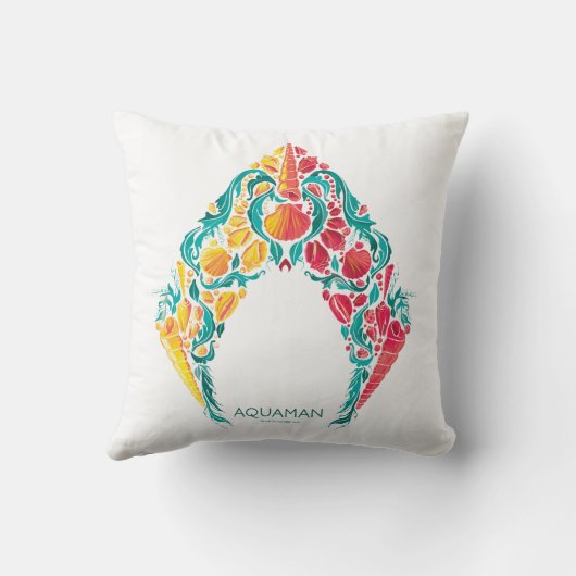 アクアマン |アクアマン&メラをテーマにしたシーシェルロゴ クッション (裏面)