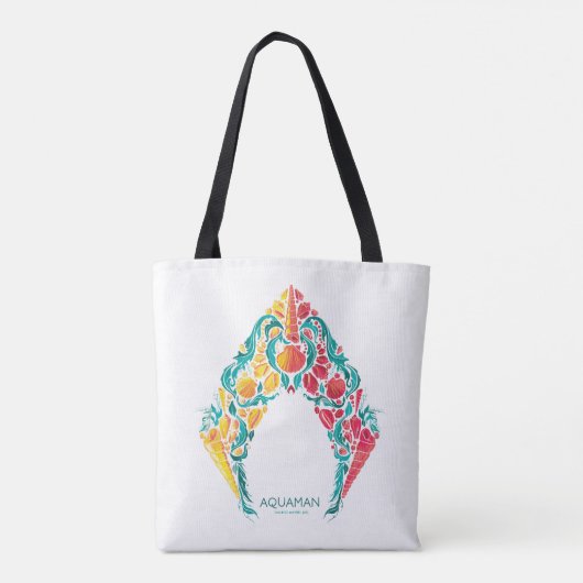 アクアマン |アクアマン&メラをテーマにしたシーシェルロゴ トートバッグ (裏面)