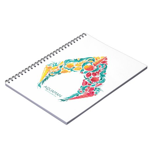 アクアマン |アクアマン&メラをテーマにしたシーシェルロゴ ノートブック (左側)