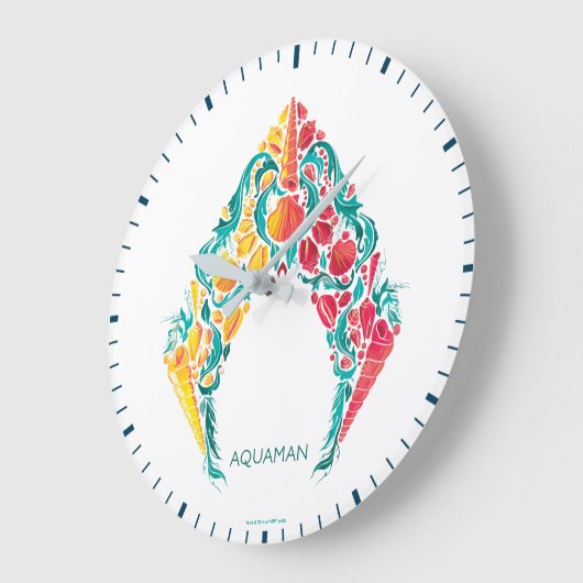 アクアマン |アクアマン&メラをテーマにしたシーシェルロゴ ラージ壁時計 (傾斜)