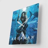 アクアマン |オリン王子と水中競技動物 スクエア壁時計 (傾斜)