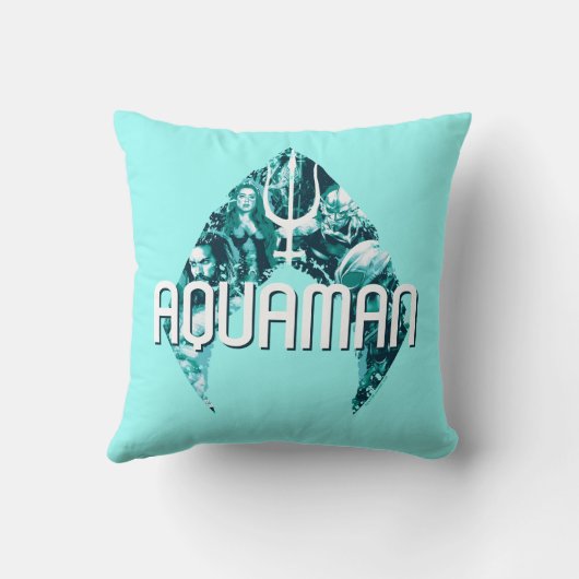 アクアマン |オルイン、メラ、フォーム、ブラックマンタの記号 クッション (裏面)