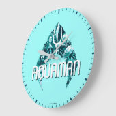 アクアマン |オルイン、メラ、フォーム、ブラックマンタの記号 ラージ壁時計 (傾斜)