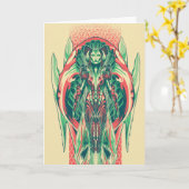 アクアマン |クイーン・フィッシャーマン・アールヌーボー・パネル カード (黄色い花)