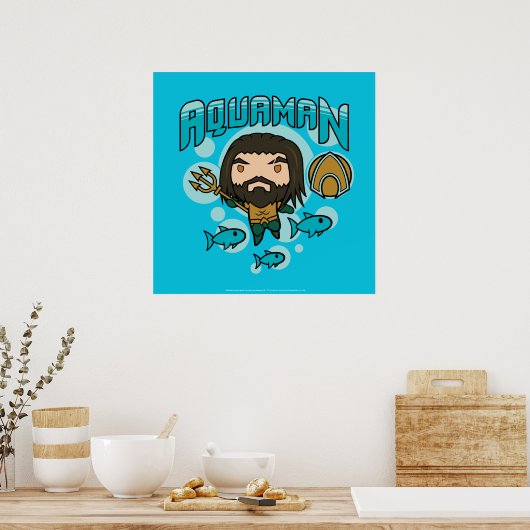 アクアマン |チビ(小さくかわいく書いた感じ)アクアマンアンダーシーグラフィック ポスター (キッチン)