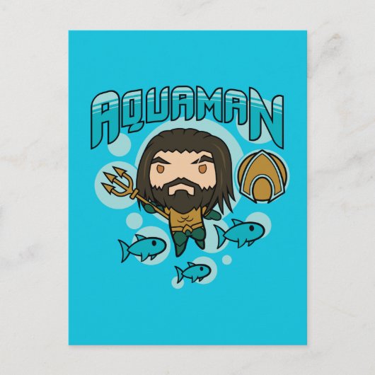 アクアマン |チビ（小さくかわいく書いた感じ）アクアマン海底図 ポストカード (正面)