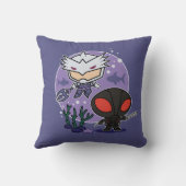 アクアマン |チビ(小さくかわいく書いた感じ)オーム&ブラックマンタ海底グラフィック クッション (裏面)