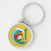 アクアマン |チビ(小さくかわいく書いた感じ)メラ乗馬ウェーブグラフィック キーホルダー (正面)