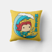 アクアマン |チビ(小さくかわいく書いた感じ)メラ乗馬ウェーブグラフィック クッション (裏面)