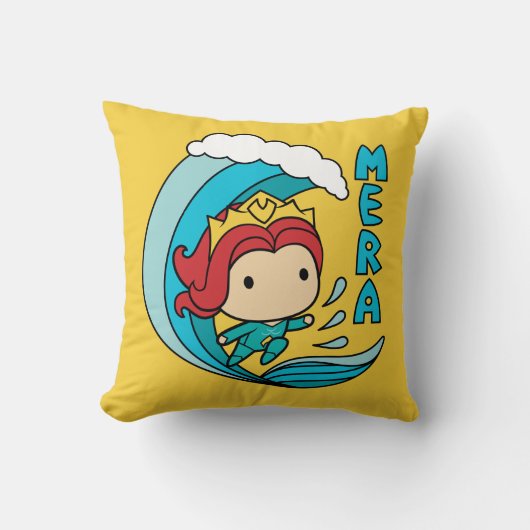 アクアマン |チビ(小さくかわいく書いた感じ)メラ乗馬ウェーブグラフィック クッション (正面)