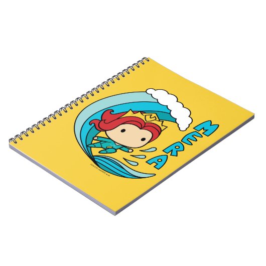 アクアマン |チビ(小さくかわいく書いた感じ)メラ乗馬ウェーブグラフィック ノートブック (左側)