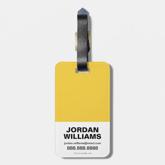 アクアマン |チビ（小さくかわいく書いた感じ）メラ乗馬ウェーブグラフィック ラゲッジタグ (裏面縦)