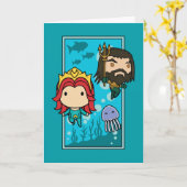 アクアマン |チビ(小さくかわいく書いた感じ)メラ&アクアマンアンダーシーグラフィック カード (黄色い花)