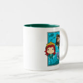 アクアマン |チビ(小さくかわいく書いた感じ)メラ&アクアマンアンダーシーグラフィック ツートーンマグカップ (正面右)