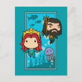 アクアマン |チビ(小さくかわいく書いた感じ)メラ&アクアマンアンダーシーグラフィック ポストカード (正面)