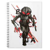 アクアマン |ブラックマンタ散乱タイポグラフィ図 ノートブック (正面)