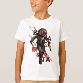 アクアマン |ブラックマンタ散乱タイポグラフィ図 Tシャツ (正面)